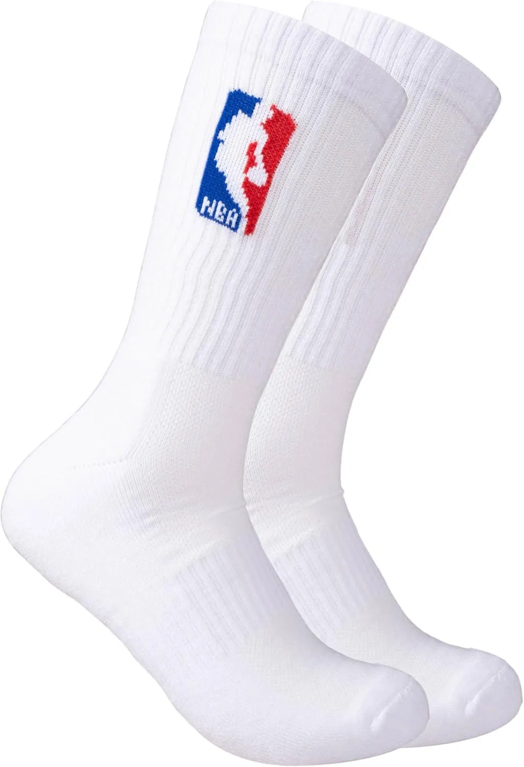 Ultra Game NBA Official Youth Athletic Cushioned Secure Fit Crew Socks - 6 Pack, NBA, Black / Red Blue Logo, Y9-11|NBA