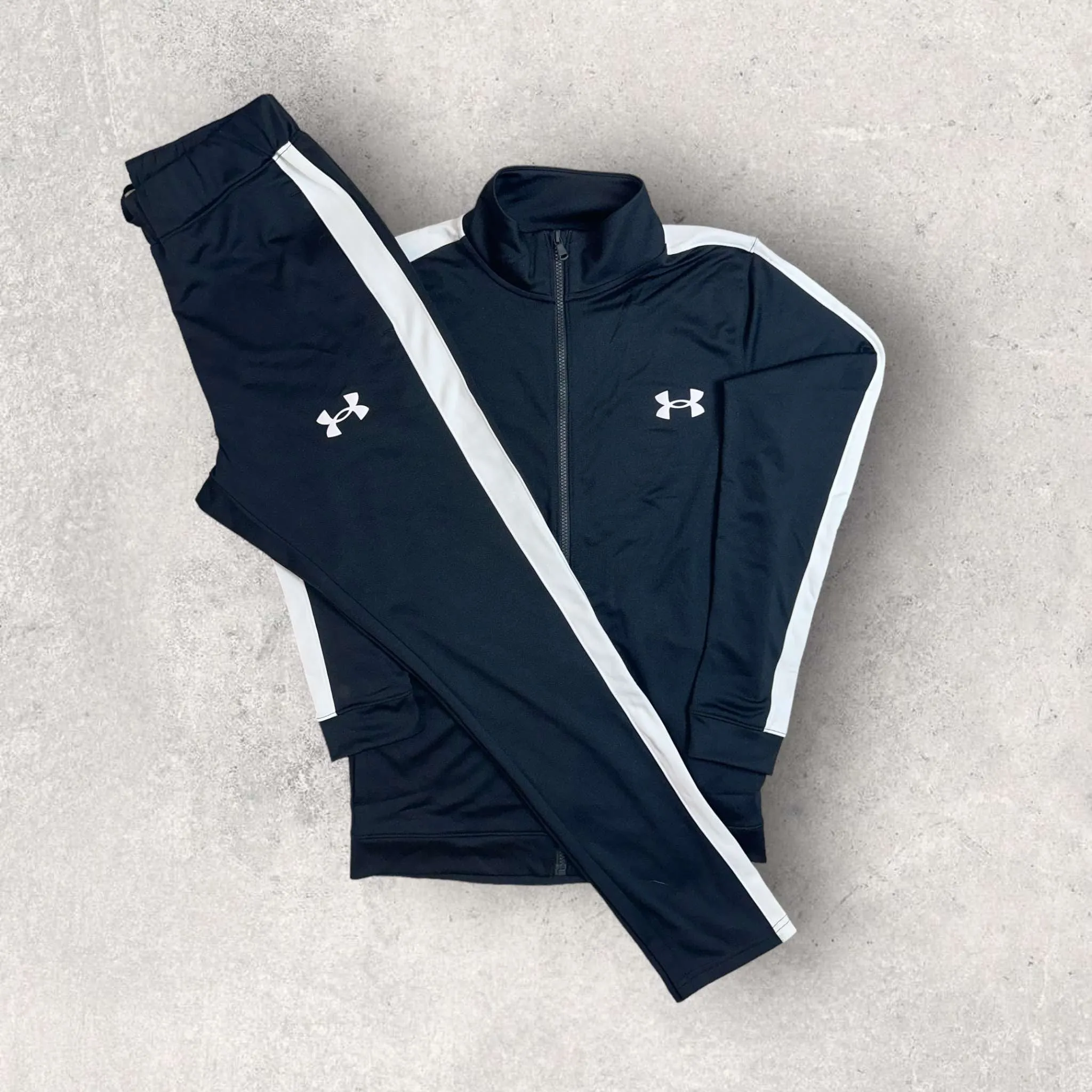 UNDER ARMOUR POLY TRACKSUIT - BLACK/WHITE