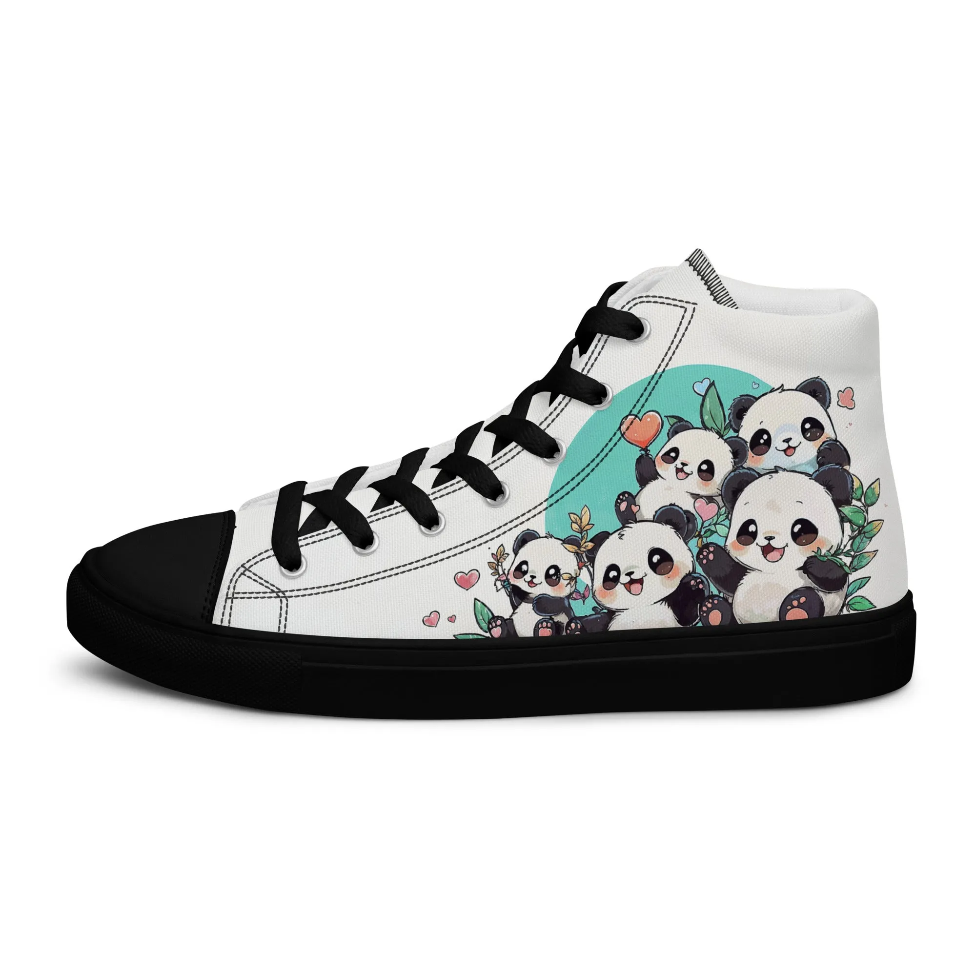 Unisex high top canvas shoes - Cute Pandas