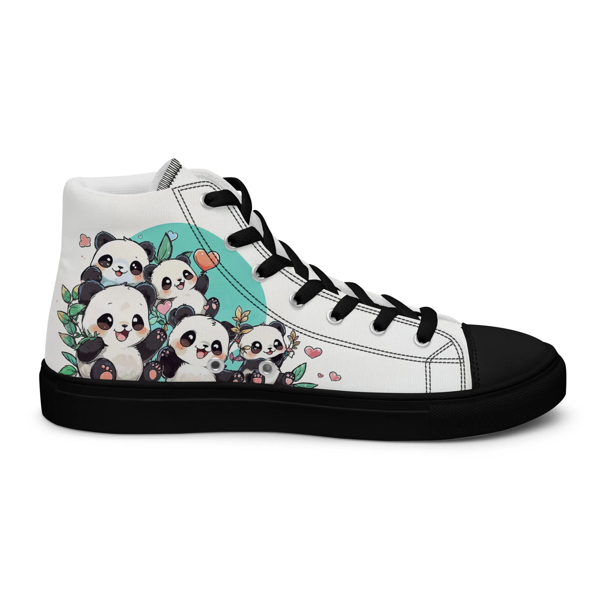 Unisex high top canvas shoes - Cute Pandas