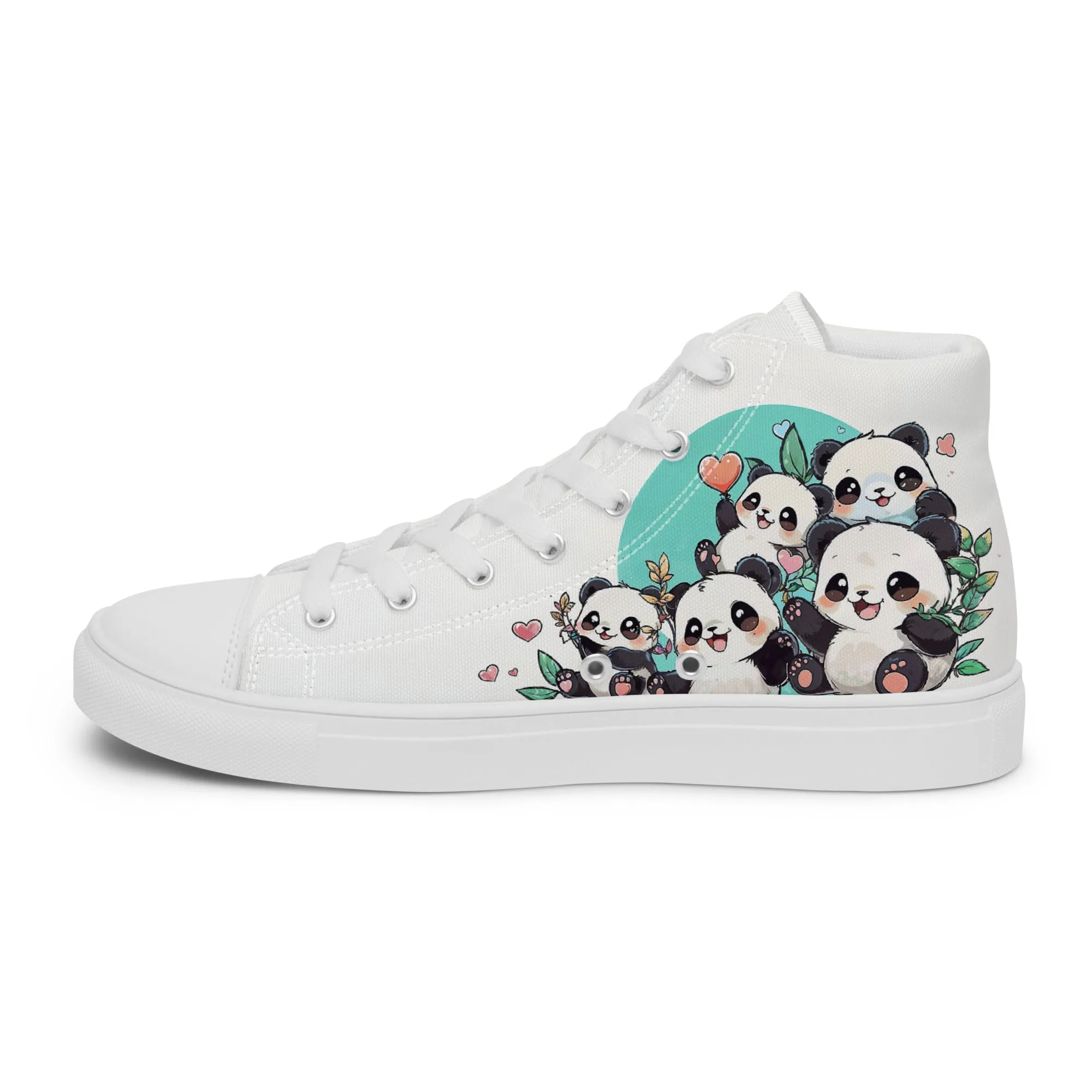 Unisex high top canvas shoes - Cute Pandas