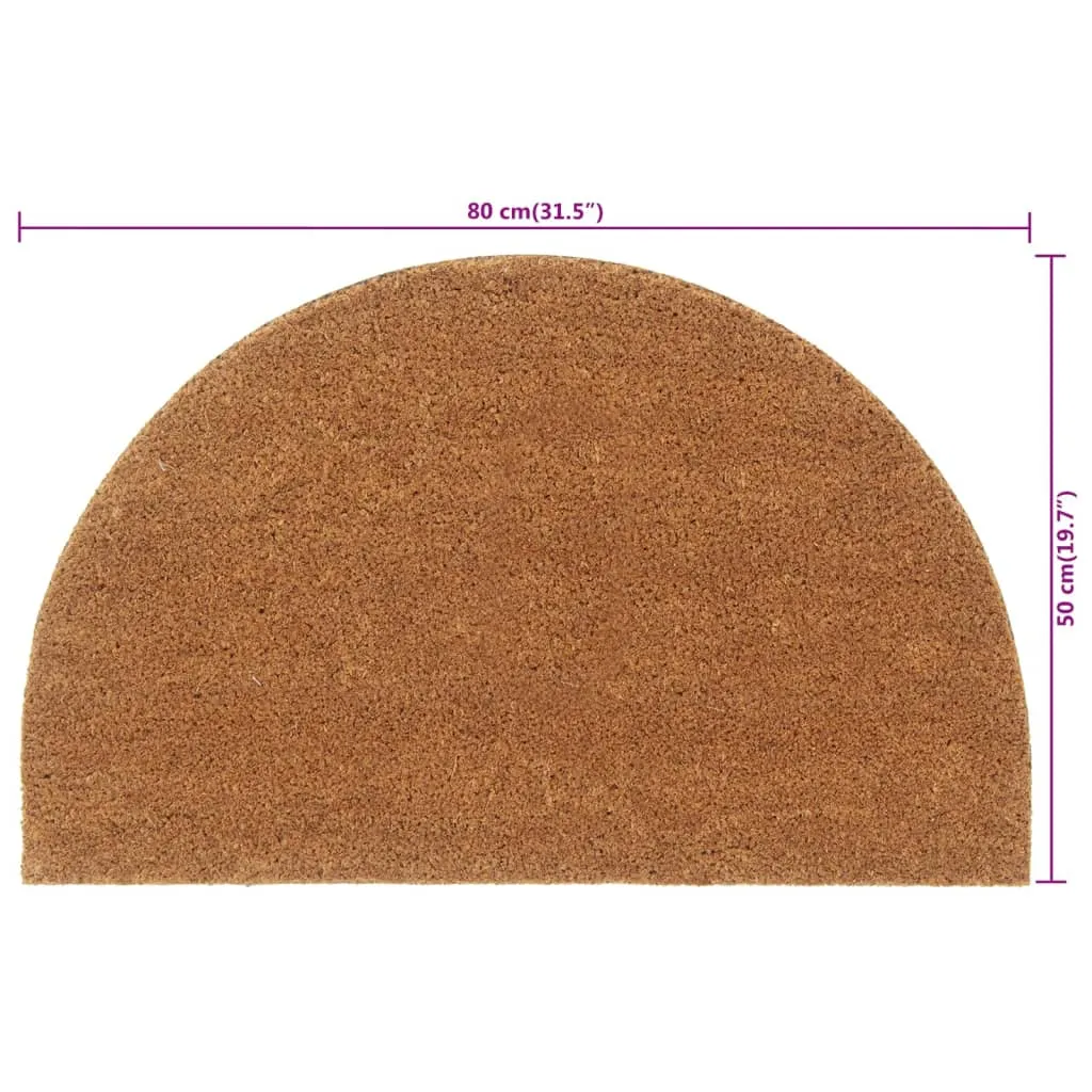 vidaXL Door Mat Natural Half Round 50x80 cm Tufted Coir