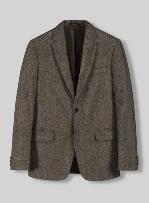 Vintage Dark Brown Herringbone Tweed Jacket