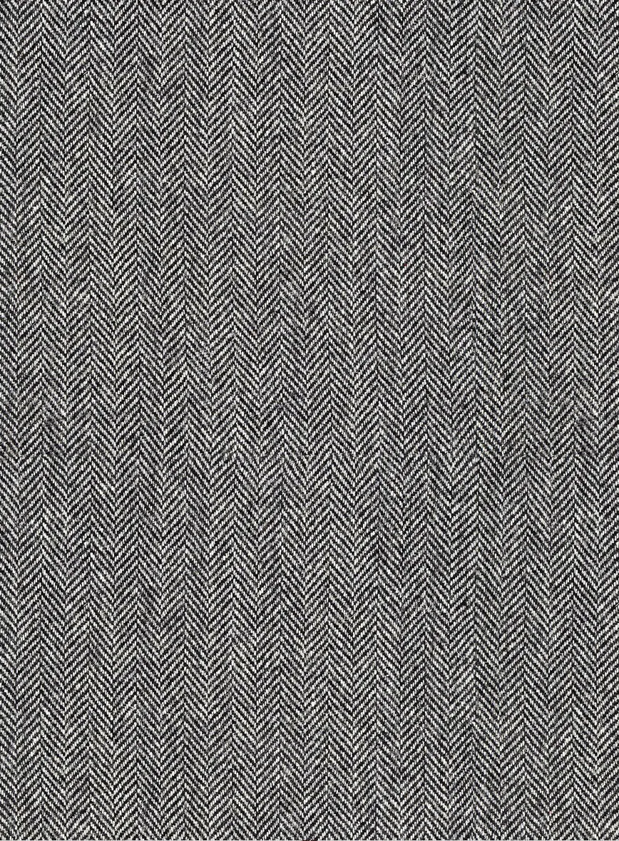 Vintage Herringbone Gray Tweed Suit - Leather Trims