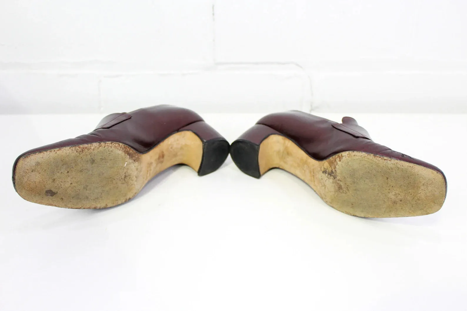 Vintage Yves Saint Laurent Burgundy Leather Loafer Heels, Size 7