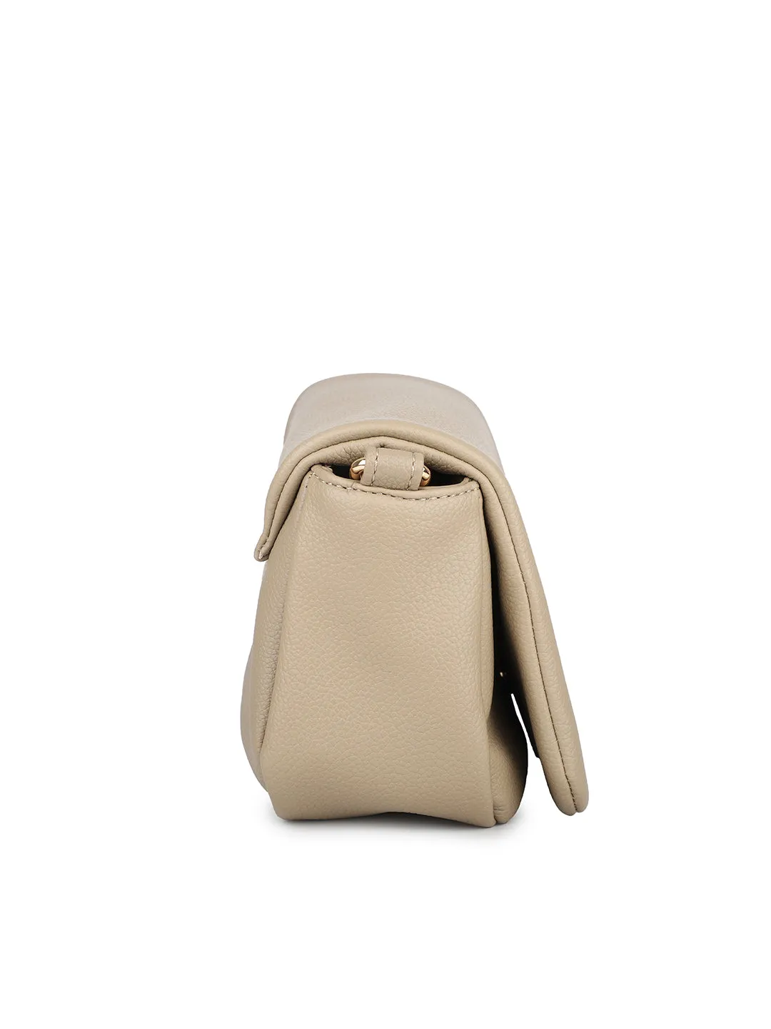 Women Beige Solid Sling Bag