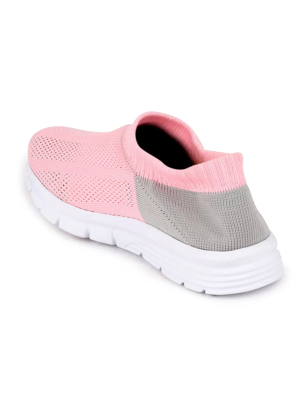 Women Pink/Grey Sports Slip-On Walking Shoes