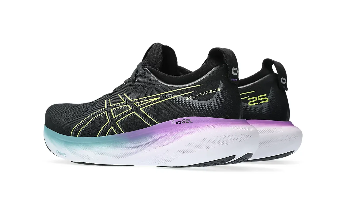 Womens Asics Gel-Nimbus 25 Black/ Glow Yellow Athletic Running Shoes