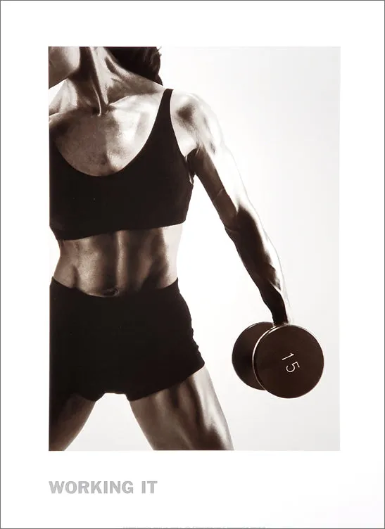 Women's Fitness "Working It" Black-and-White Photo Poster Print - McGaw Group