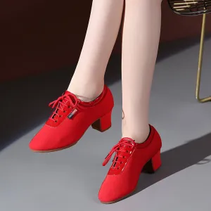 Women's Red Canvas 3.5cm/5cm Heels Ballroom Dance Shoes Teaching & Practice Shoes