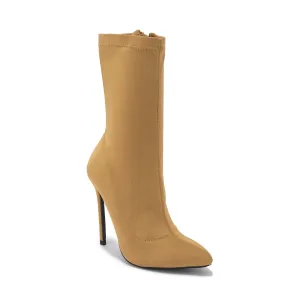 Yellow Lycra Pointed Toe Ankle Boot